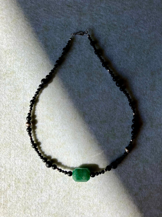 Renewal Necklace with Green Strawberry Quartz - Umber Shade