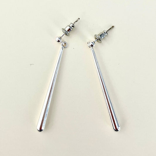 Silver - Tone Minimalist Drop Earrings - Umber Shade