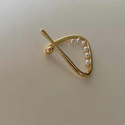 Wrap - around Dainty Pearl Ear Cuff - Umber Shade