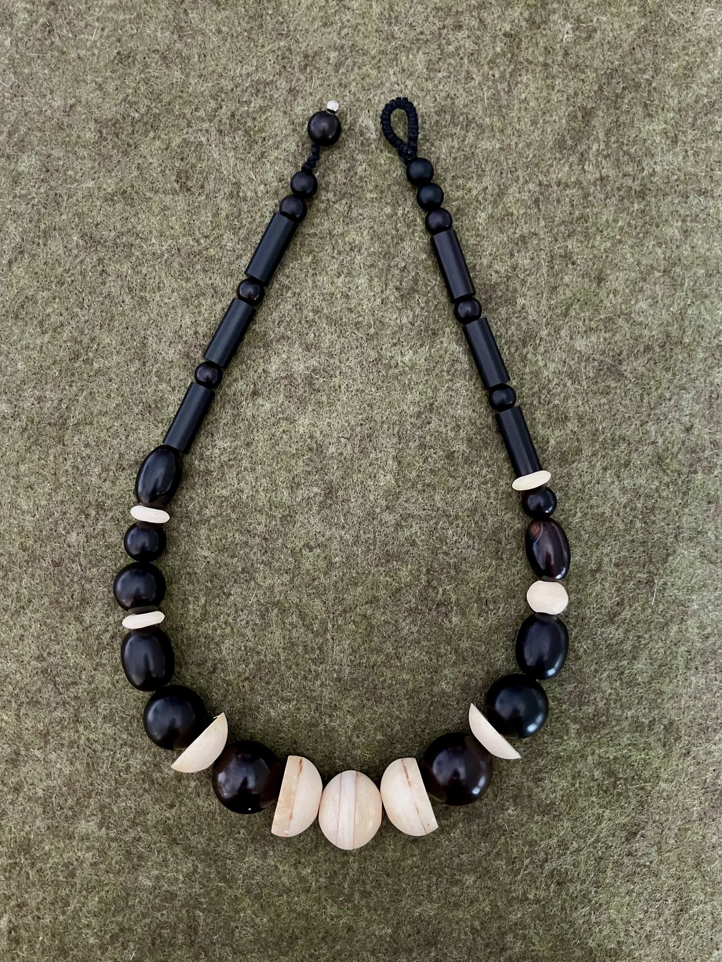 Tibetan Yak Bone & Ebony Necklace - Umber Shade