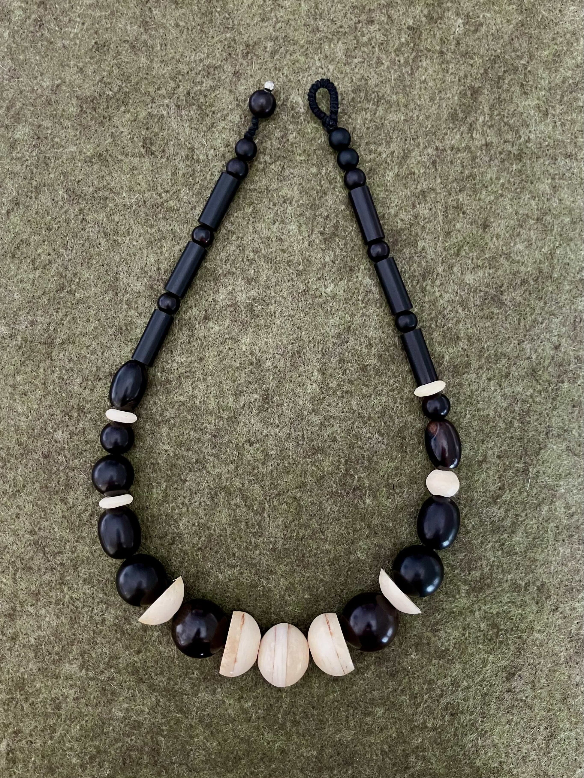 Tibetan Yak Bone & Ebony Necklace - Umber Shade