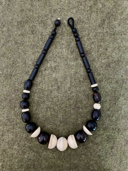 Tibetan Yak Bone & Ebony Necklace - Umber Shade