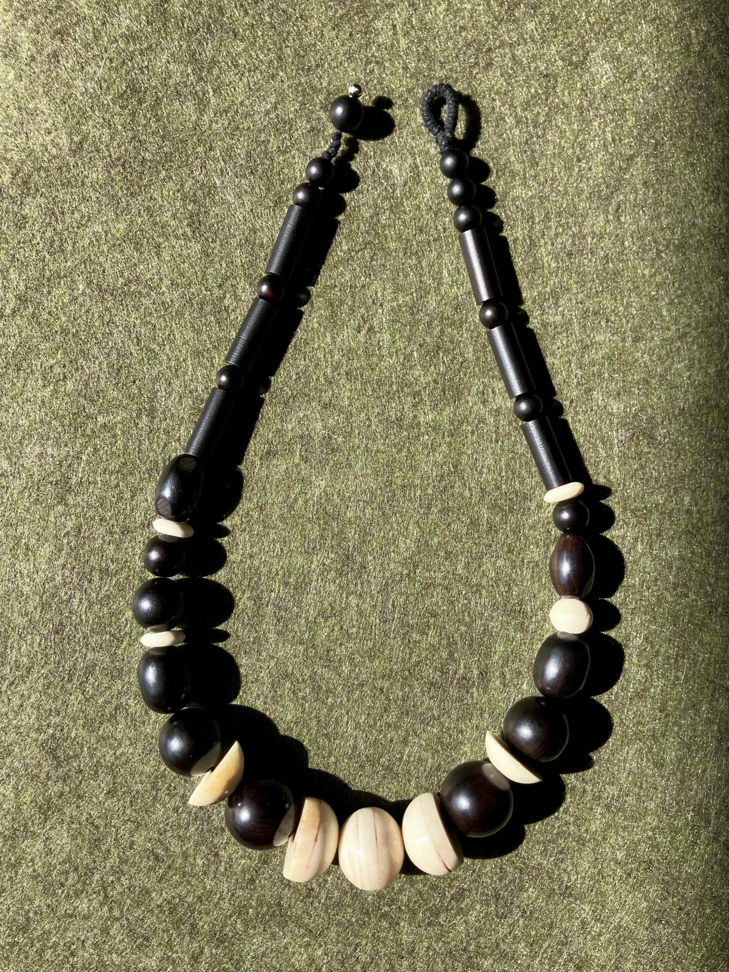 Tibetan Yak Bone & Ebony Necklace - Umber Shade