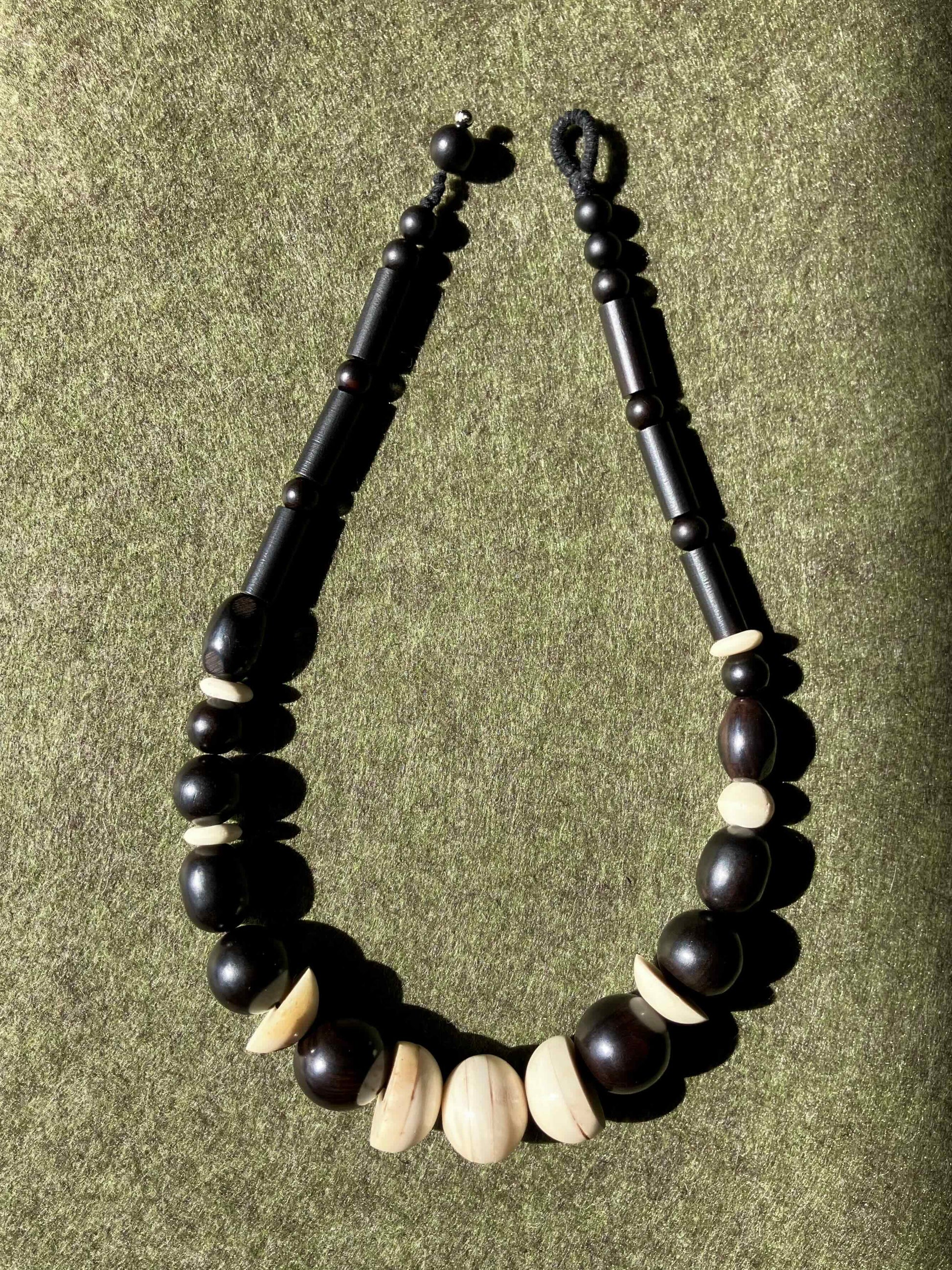 Tibetan Yak Bone & Ebony Necklace - Umber Shade