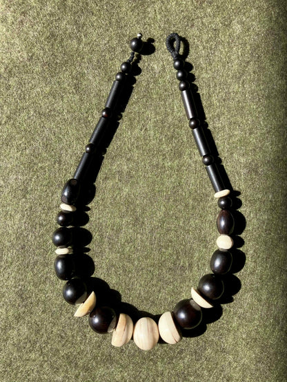 Tibetan Yak Bone & Ebony Necklace - Umber Shade