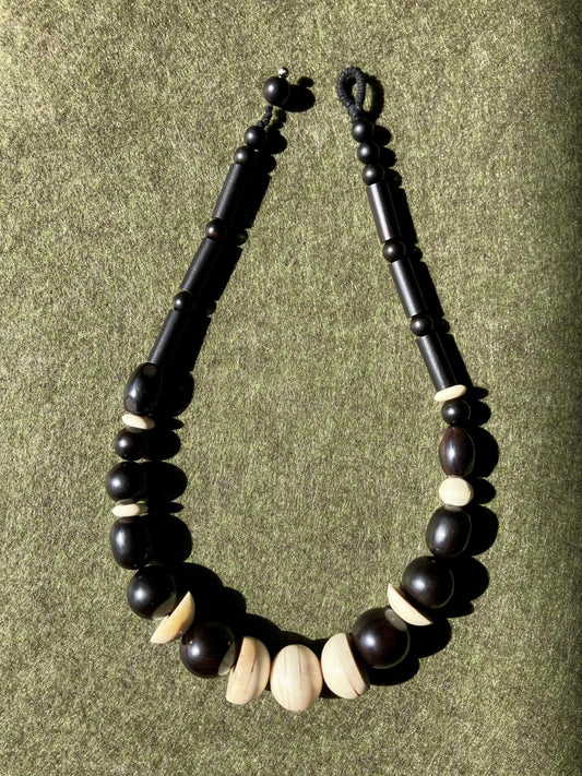 Tibetan Yak Bone & Ebony Necklace - Umber Shade