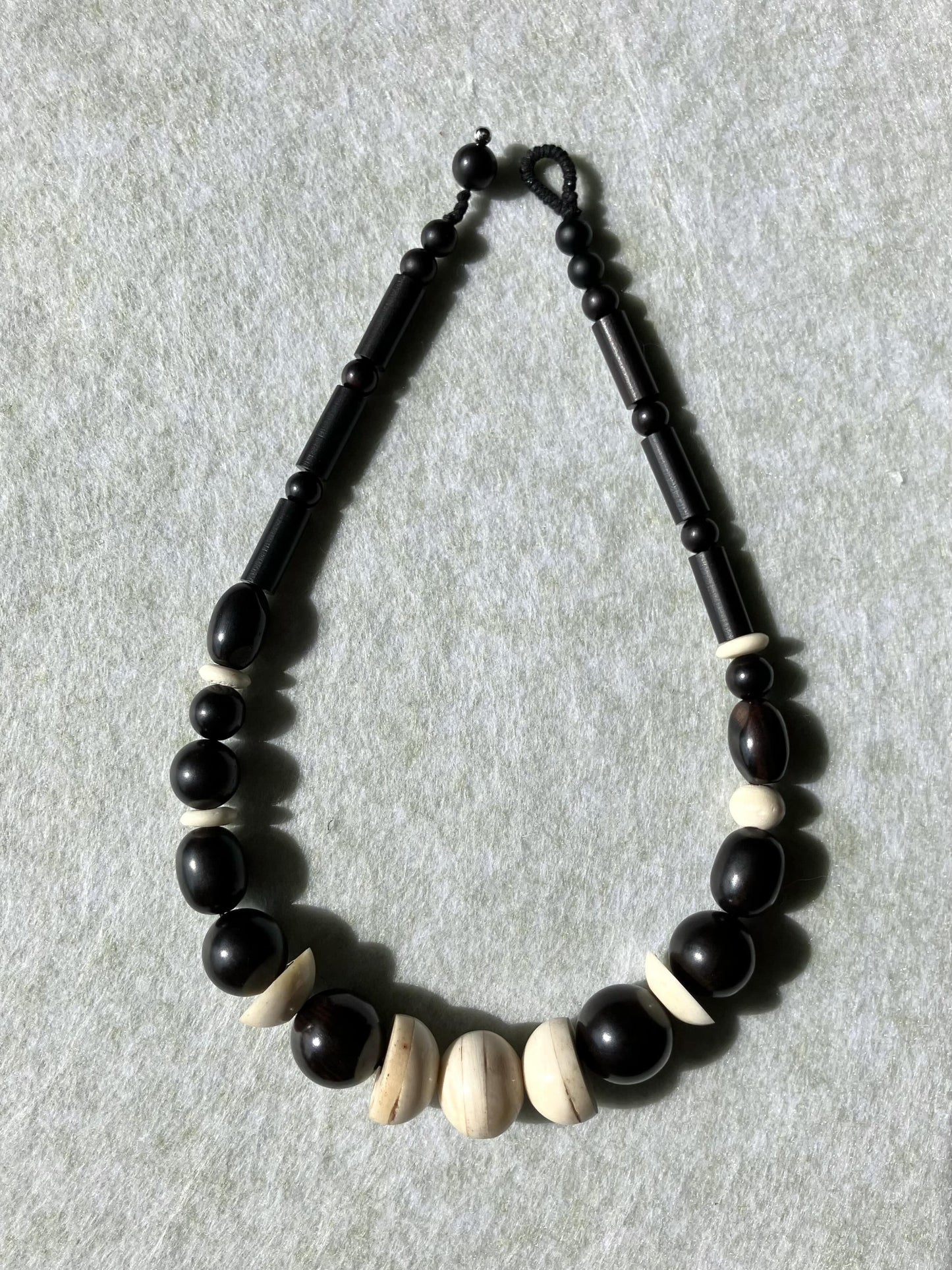 Tibetan Yak Bone & Ebony Necklace - Umber Shade